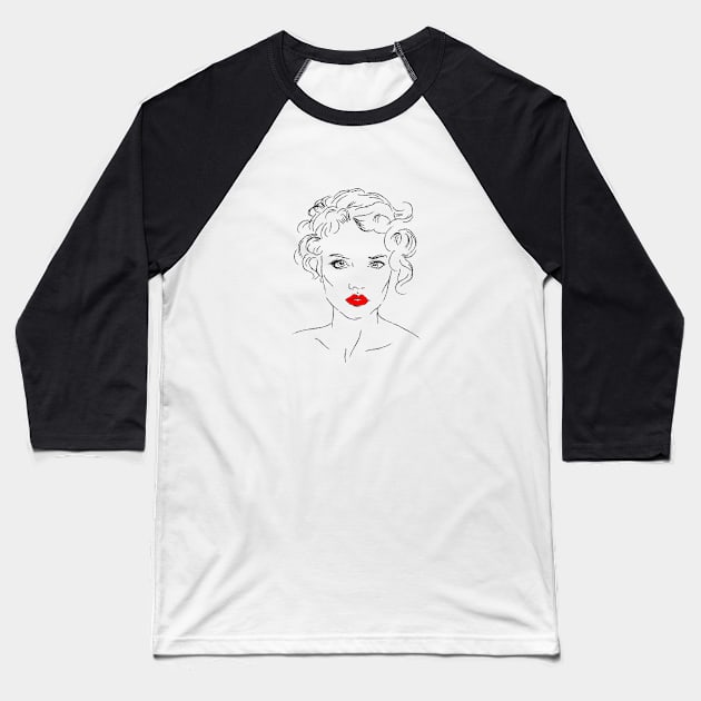 Red lips lady Baseball T-Shirt by MiljanaVuckovic